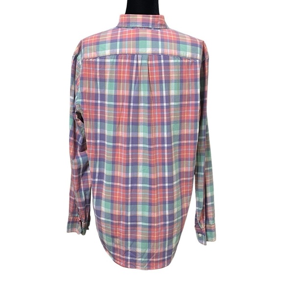 Gap Classic Fit Pastel Plaid Button Down Shirt Size Large Long Sleeve Cotton - Picture 3 of 6